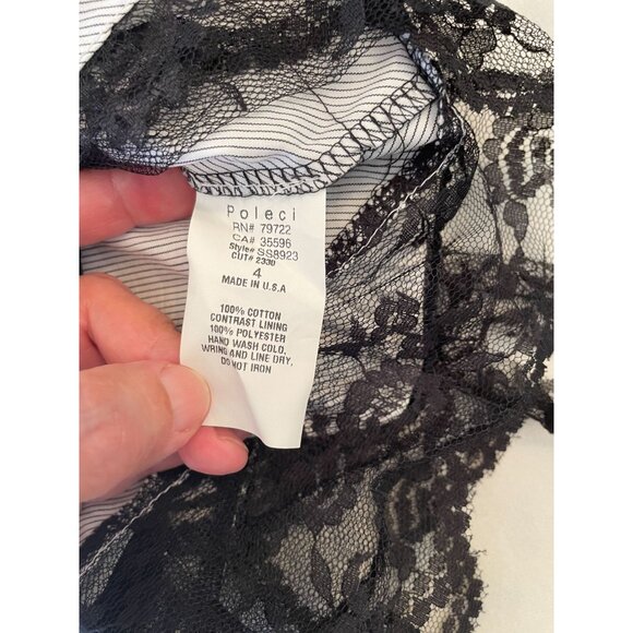 Y2K Poleci Black & White Lace Camisole Top - Size M - Picture 4 of 7
